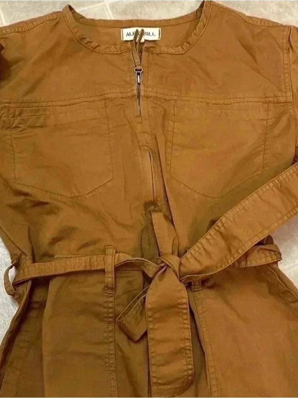 Alex Mill “Jo” Jumpsuit Zipper Belted Brown M